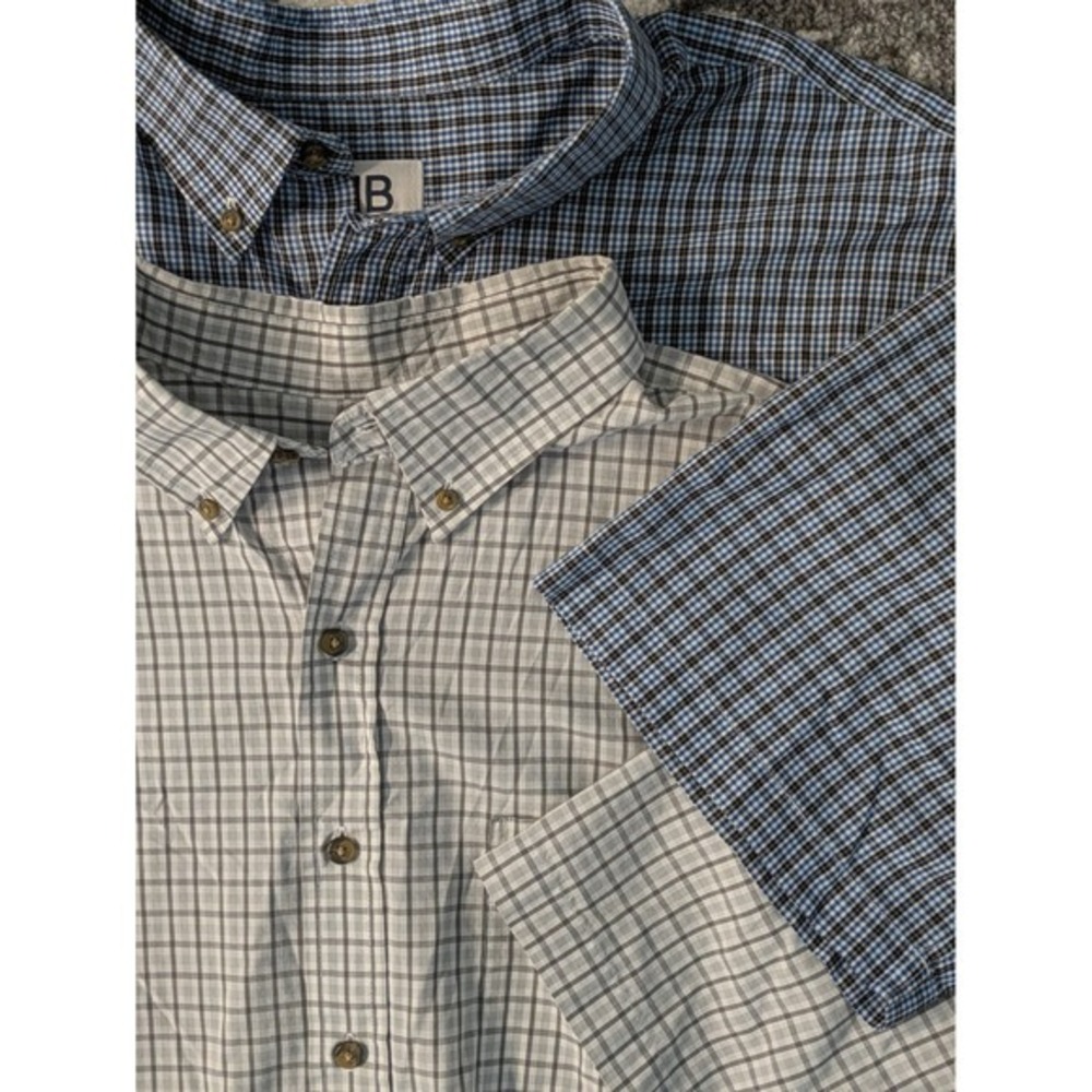Harbor Bay HB Plaid Button Up Shirt Mens‎ Size 2XLT TALL Short Sleeve